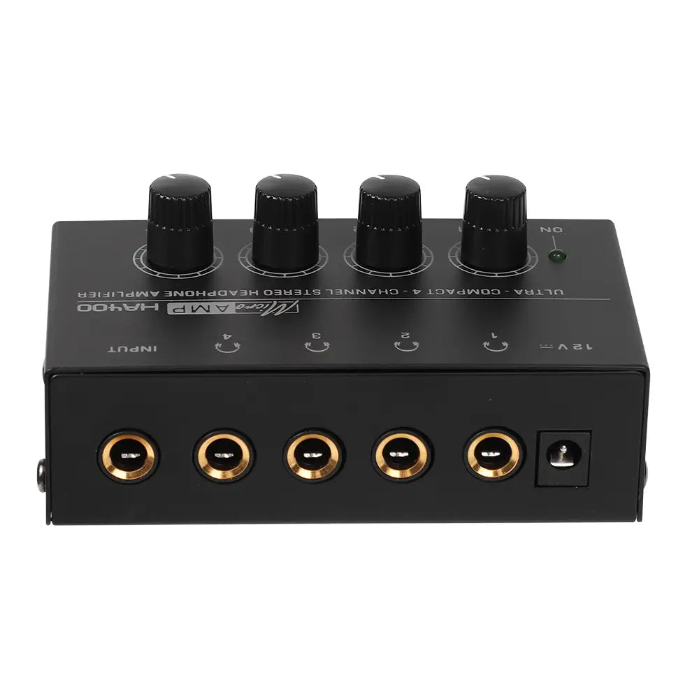 Headphone Amplifier Ultra-Compact Stereo Earphone Amplifier Audio Amplifier 4 Channels for Music 6.35MM Jack with Volume Control
