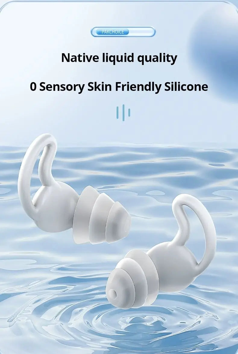 Soundproof Earplugs Three Layer White Silicone Earplugs Waterproof Swimming Earplugs Sleep Noise Reduction