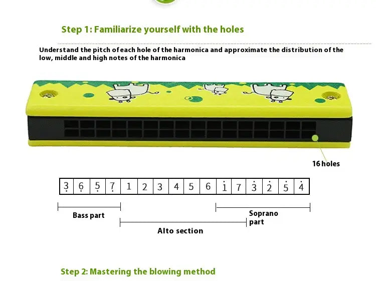 Harmonica Toy for Children - Educational Musical Instrument for Preschool Children Beginner Blowing Toy for Creative Learning