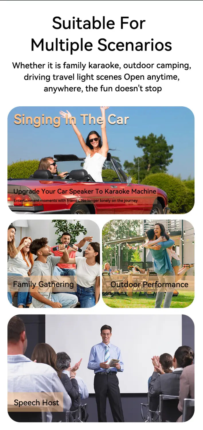 DS-K2 Karaoke Companion Bluetooth 5.3 Wireless Moving-Coil Microphone With RGB Light KTV DSP Mixer System For Wired Speaker Car