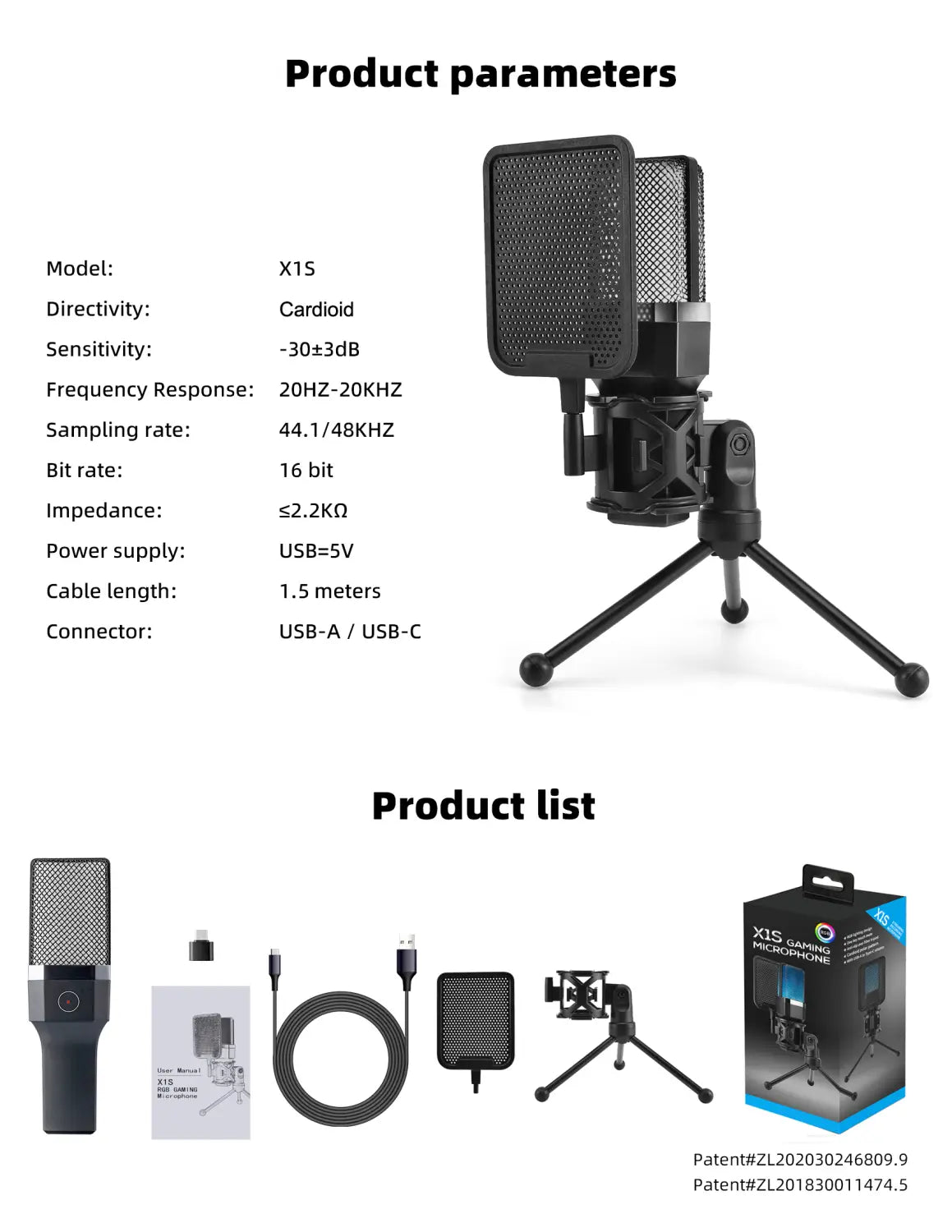 Gaming Computer Professional Condenser Microphone Mic PC Laptop USB Wired Live Streaming Podcast Studio Mike Kit Gamer Karaoke