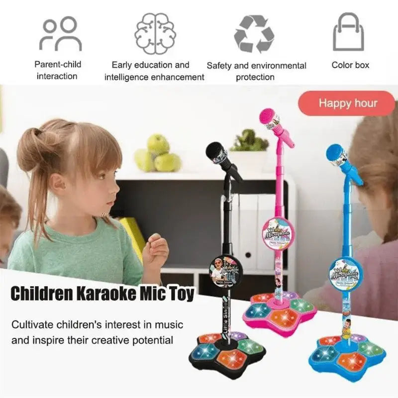 Kids Microphone with Stand Karaoke Song Music Instrument Toys Brain-Training Educational Toy Birthday Gift for Girl Boy