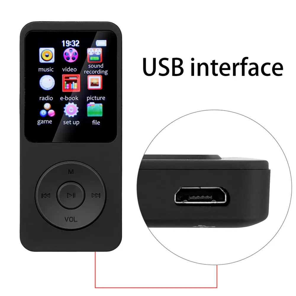 Portable Mini MP3 Player HiFi Music Walkman 4.0 Bluetooth Support Two-Way Transmission FM Radio Voice Recorder eBook Auto Browse