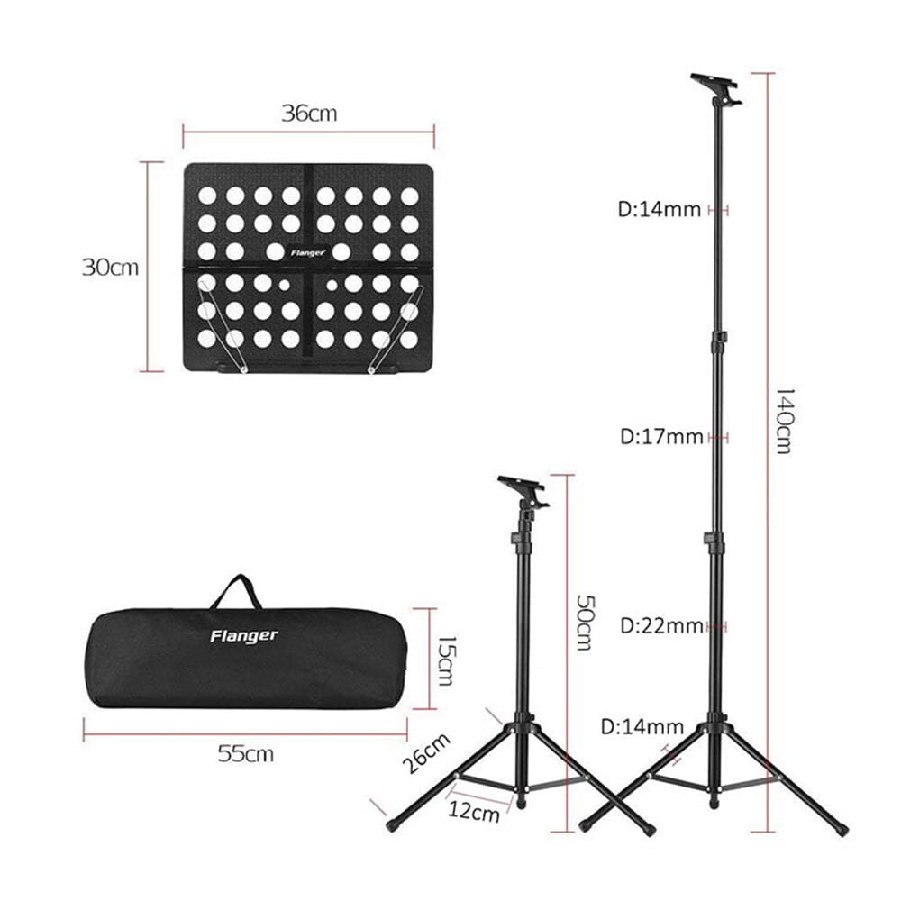 Music Sheet Stand Foldable Stainless Steel Tripod Stand Holder with Bag Height Adjustable Musical Instrument Accessories