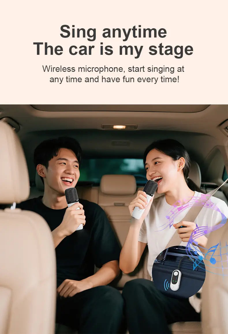 Portable Car Karaoke Machine Wireless Bluetooth KTV Speaker with Hands-Free Microphone for Android & iOS Phones