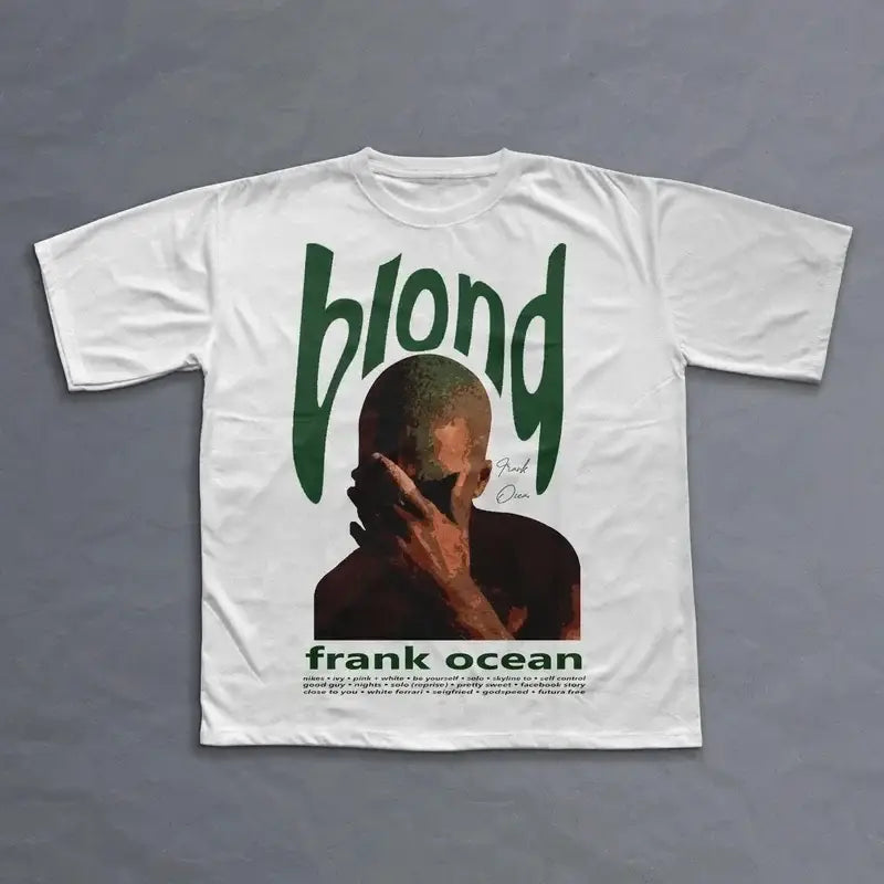 Rapper Frank Retro Graphic T Shirt Men’s Hip Hop Ocean Album Clothing T-Shirts Y2k Unisex Blond Fashion Oversized Cotton T-shirt