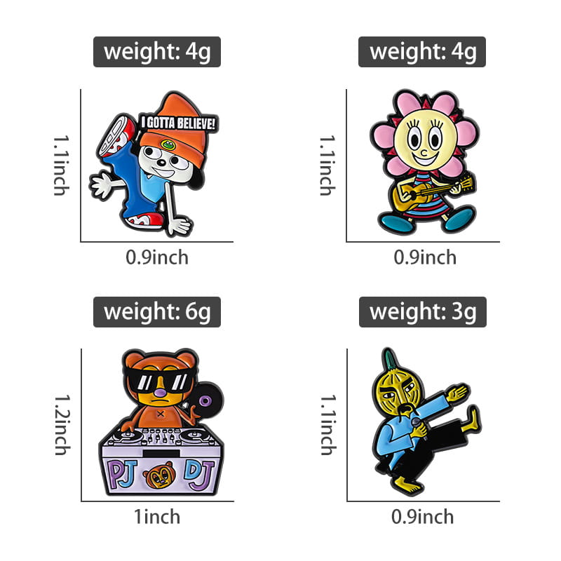 Music Rhythm Game Badge Enamel Pins I Gotta Believe! Parappa and PJ Berri Game Role Brooch Lapel Badge Funny Jewelry Accessories