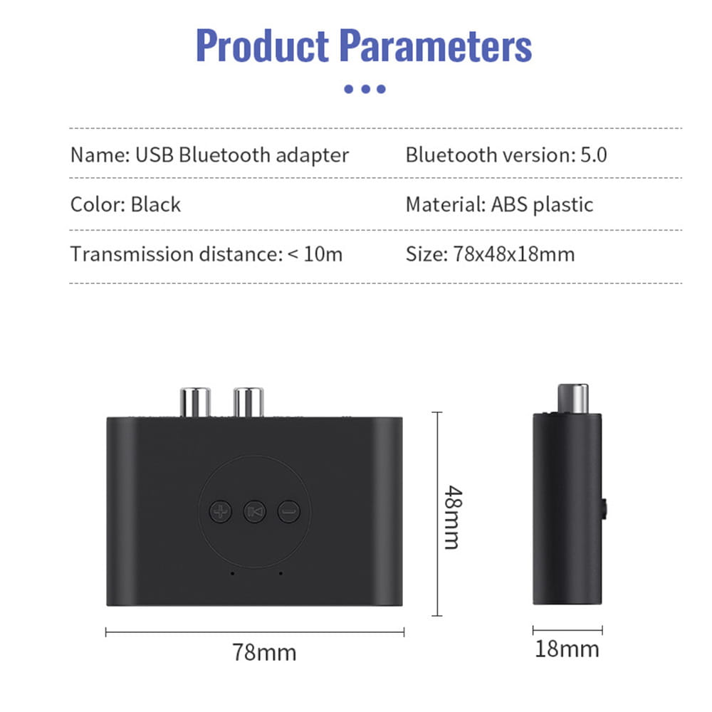 Bluetooth 5.6 Audio Receiver 3.5mm AUX RCA USB U-Disk Stereo Music Wireless Audio Adapter For PC TV Car Kit Speaker Amplifier