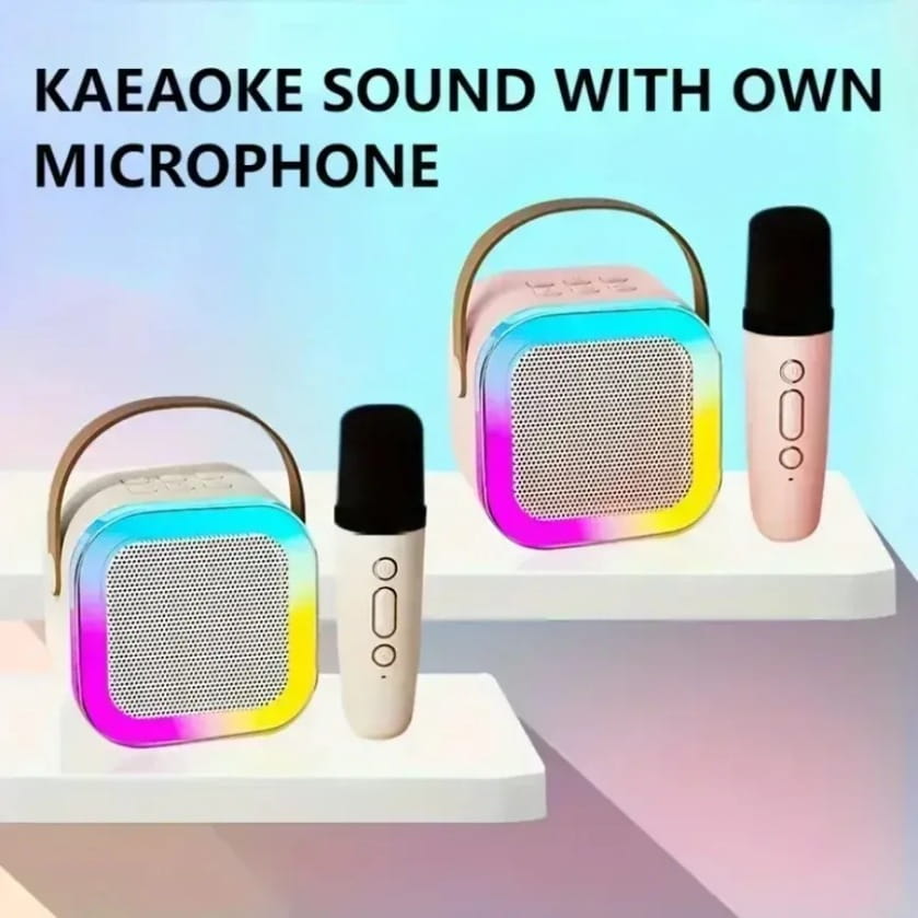 XIKCU Karaoke Machine With 2 Wireless Microphones Portable Wireless RGB Lights Gift Speaker Set Home Karaoke For Party Birthday