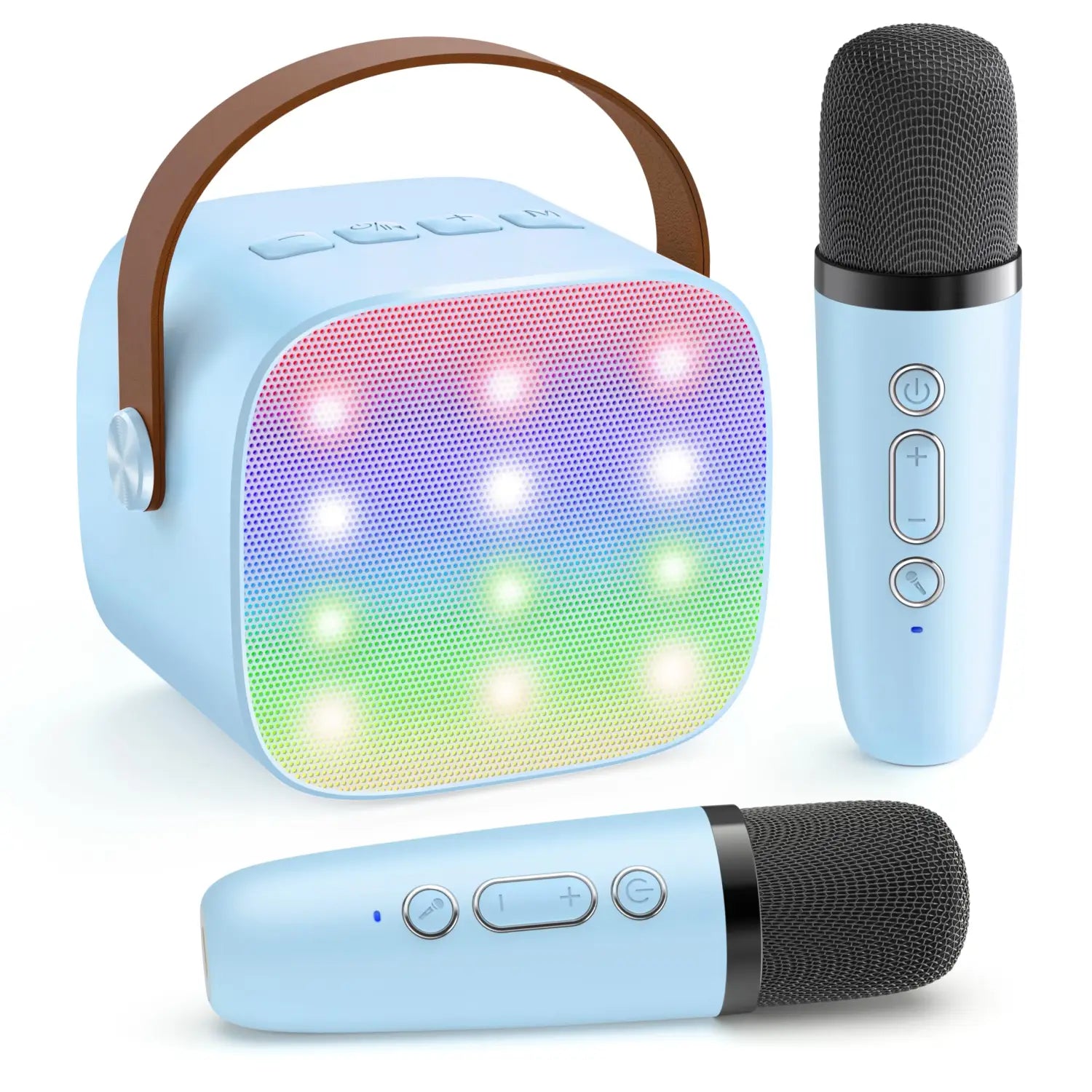 Haomuren Mini Karaoke Machine Portable Bluetooth 5.3 PA Speaker with Wireless Microphones for Home Family Singing Gift K12