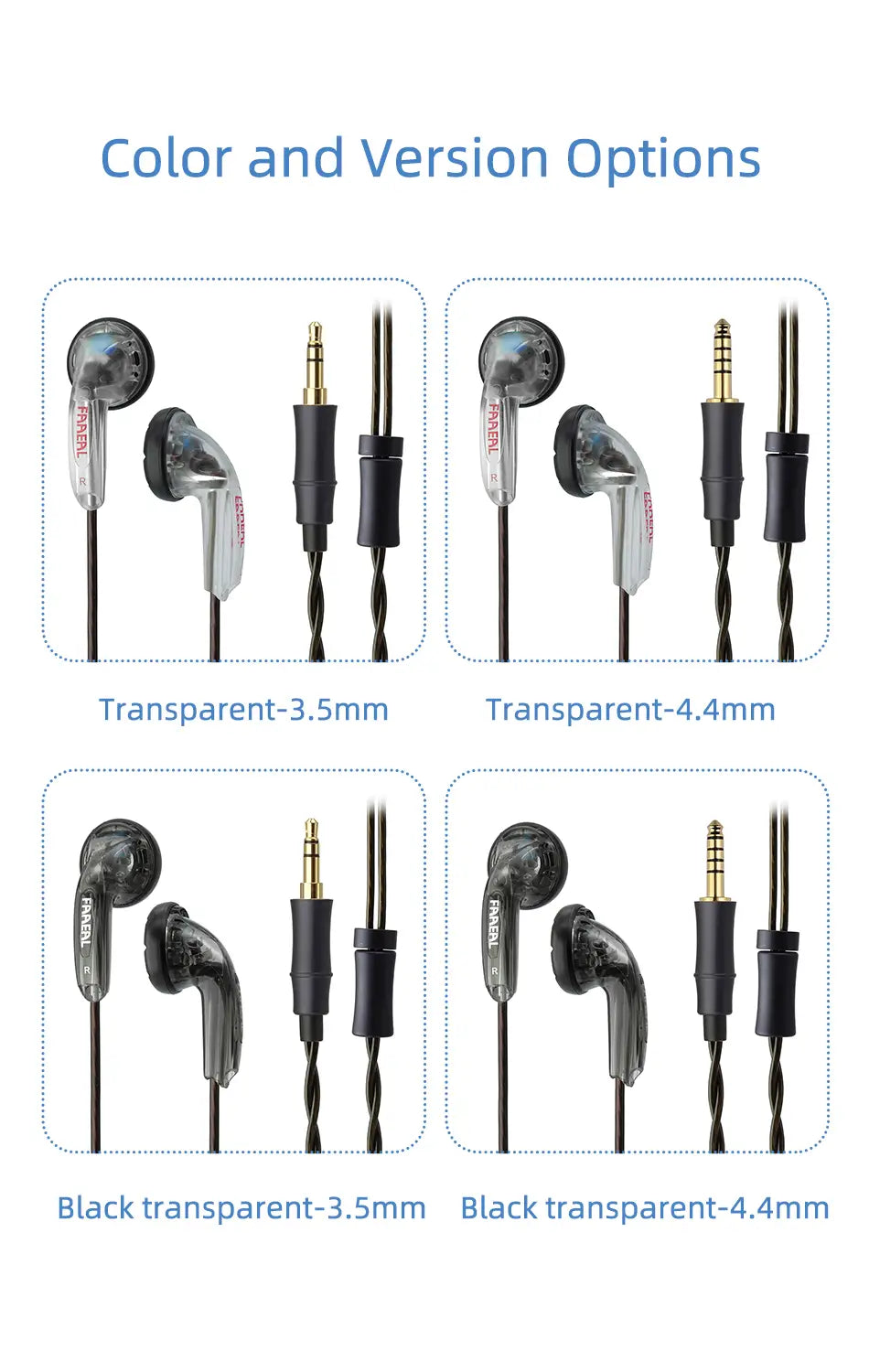 FAAEAL Rosemary Flat Head Earbuds 3.5mm Standard/4.4mm 2.5mm TRRS Balanced Earphones 150ohms HiFi Bass Music Headphones Headsets