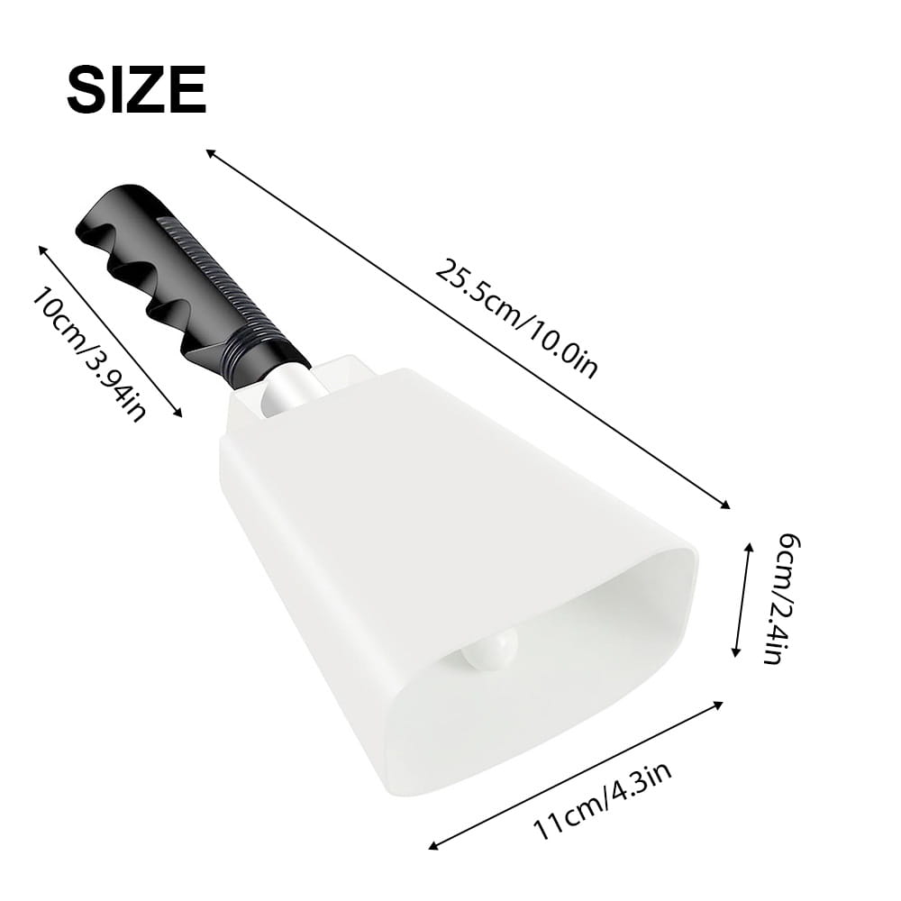 10 Inch Cowbell Noise Makers Percussion Musical Instrument Iron Decorations School Hand Bells with Handle for Games Sports