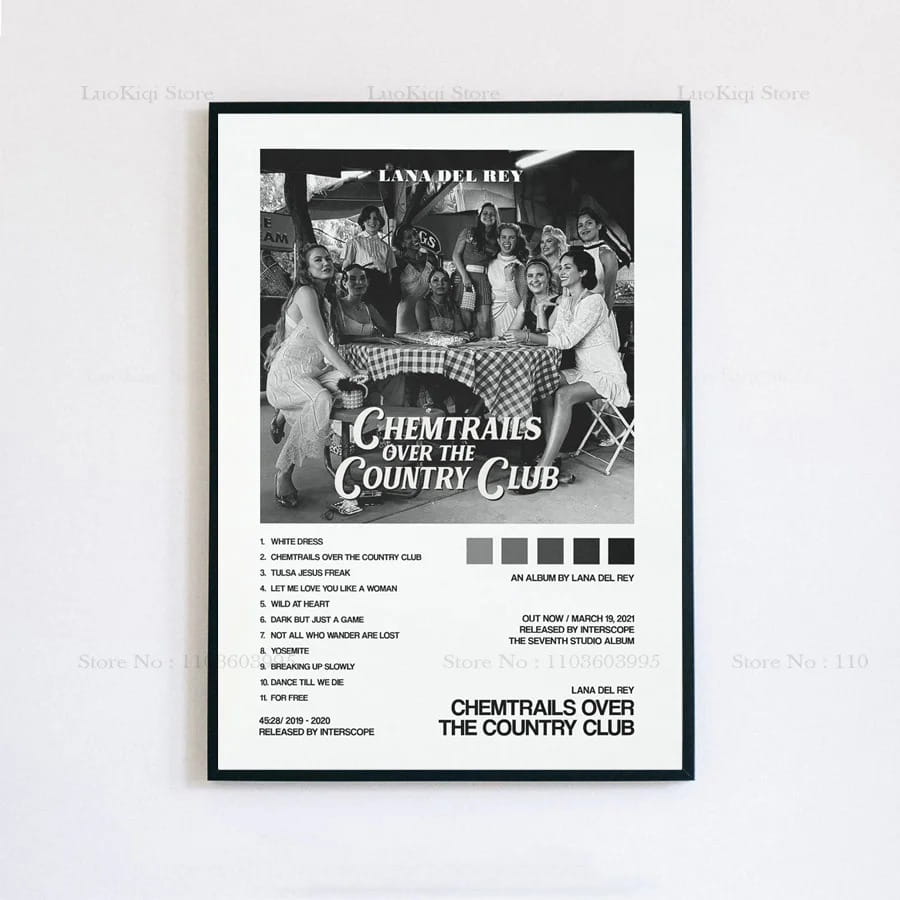 Poster Prints New Lana Del Rey Ultraviolence Tracklist Music Album Cover Canvas Painting Wall Art Picture Living Room Home Decor