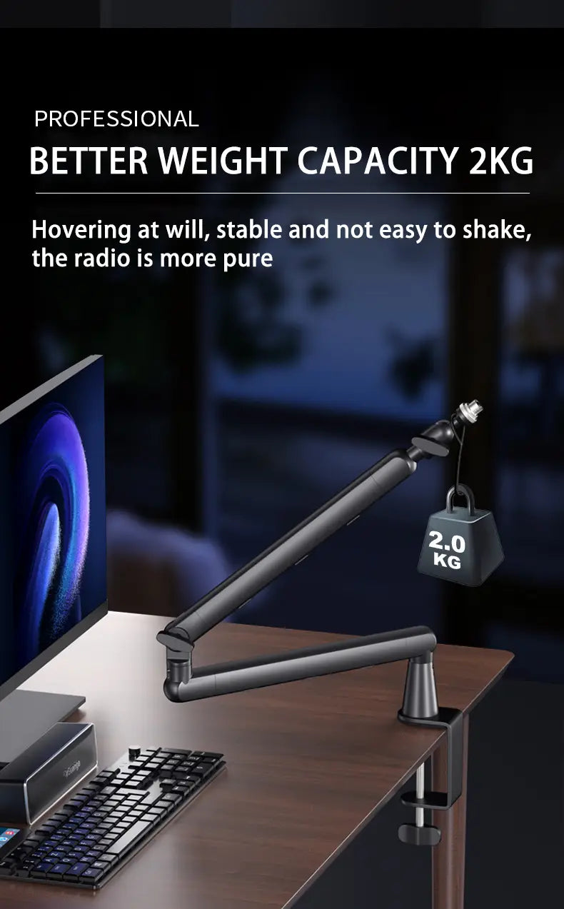 Professional Recording Studio Metal Thin Microphone Arm With Cable Management Microphone Stand,For Shure SM7B SM7dB MV7 AM8-K688