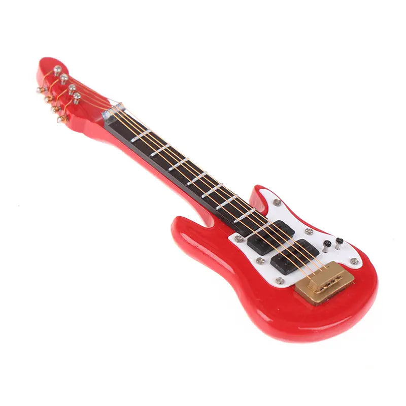 ▶1:12 Dollhouse Miniature Music Electric Guitar Model for Kids Musical Toy Doll House Accessories