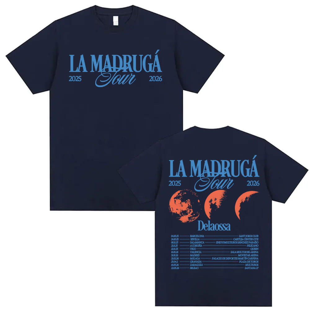 Rapper Delaossa La Madruga Tour 2026 T Shirts Men’s Clothing Harajuku Hip Hop Street T-shirts Casual Cotton Short Sleeve T-shirt