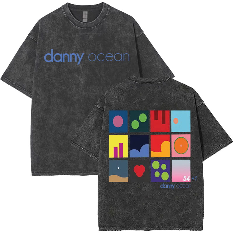Rapper Danny Ocean Harajuku Letters Print Merch Vintage Washed T-Shirt Mens Hip Hop Crewneck Casual Y2K Tshirts Unisex Teenagers