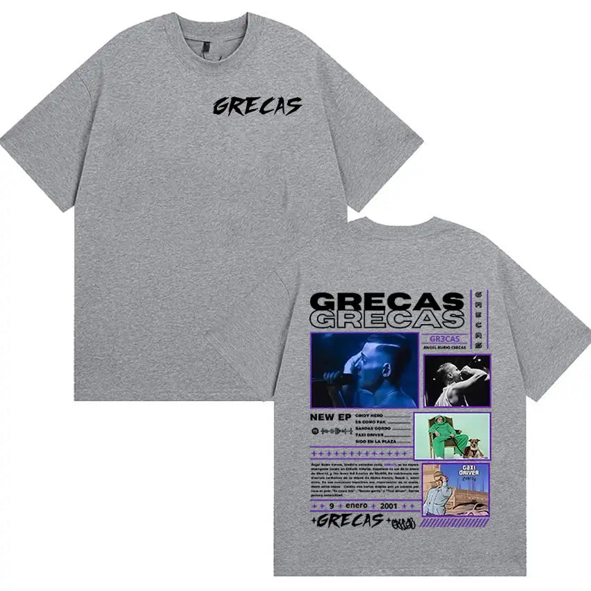 Rapper Grecas Tour 2025 Album Merch T-shirts Men Clothing Fashion Oversized T-shirt Casual Hot Sale Short Sleeve Tees Streetwear