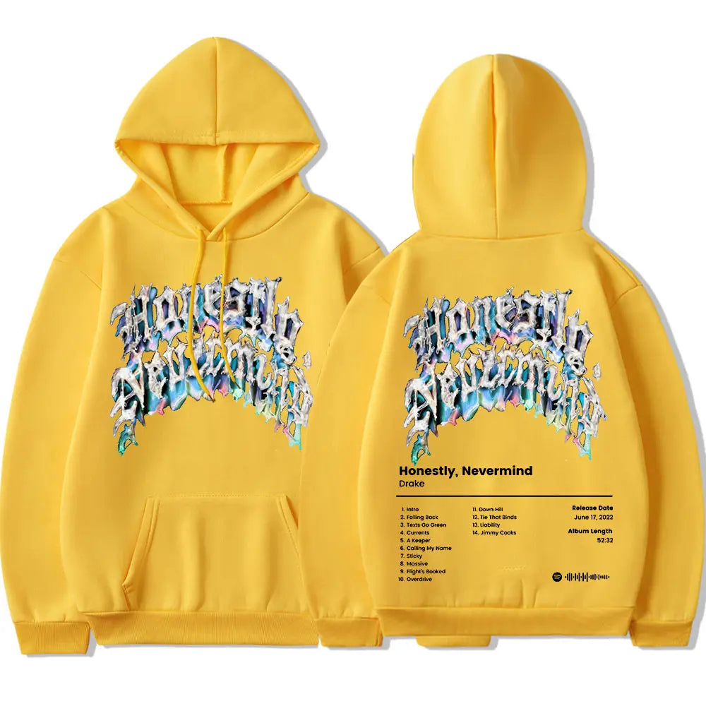 2022 New Rapper Drake Music Album Honestly Nevermind Hoodie Men/women Casual Sweatshirt Streetwear Fashion Hip Hop Pullovers