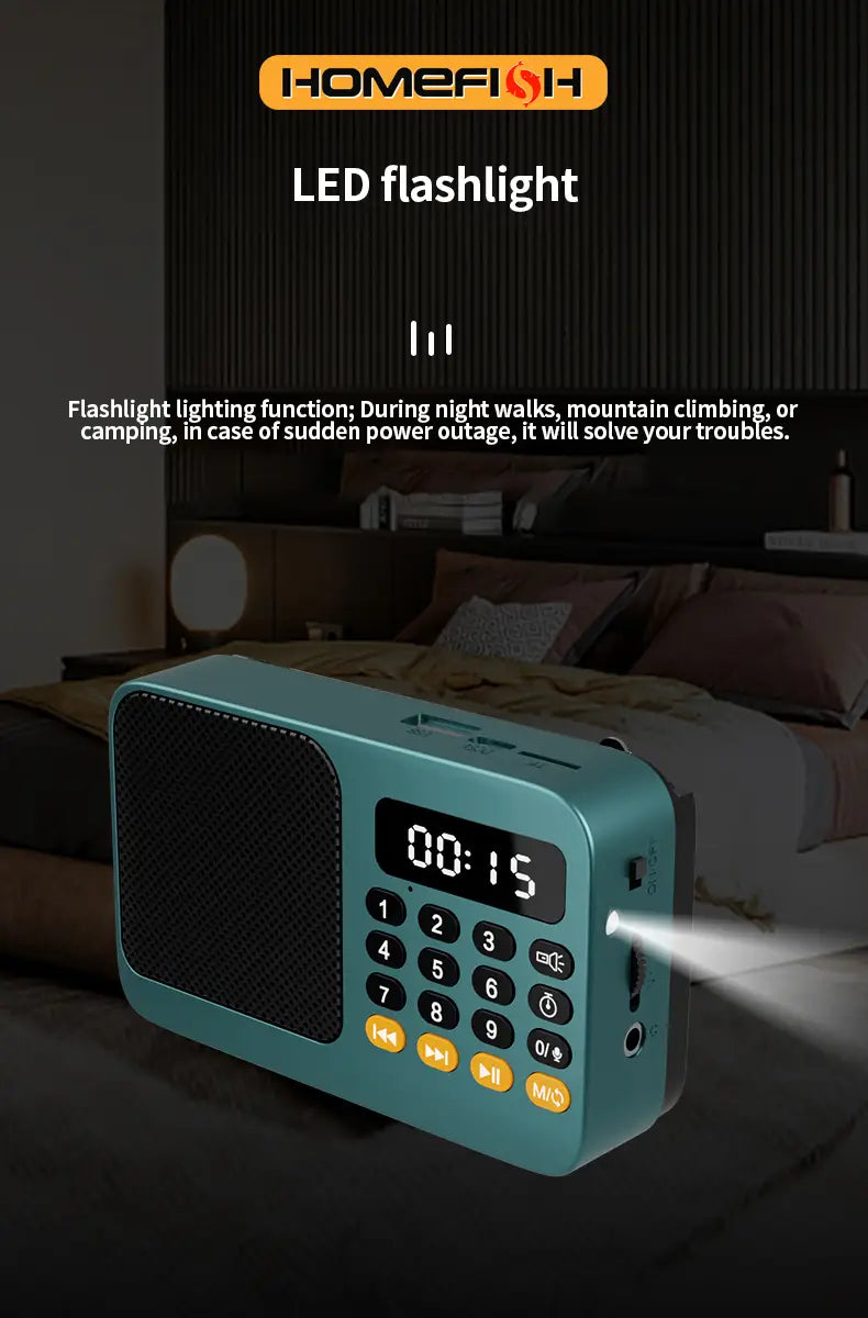 Handheld Rechargeable Digital FM USB TF MP3 Player Portable Radio Music Player Speaker Devices Supplies With LED Display Radio