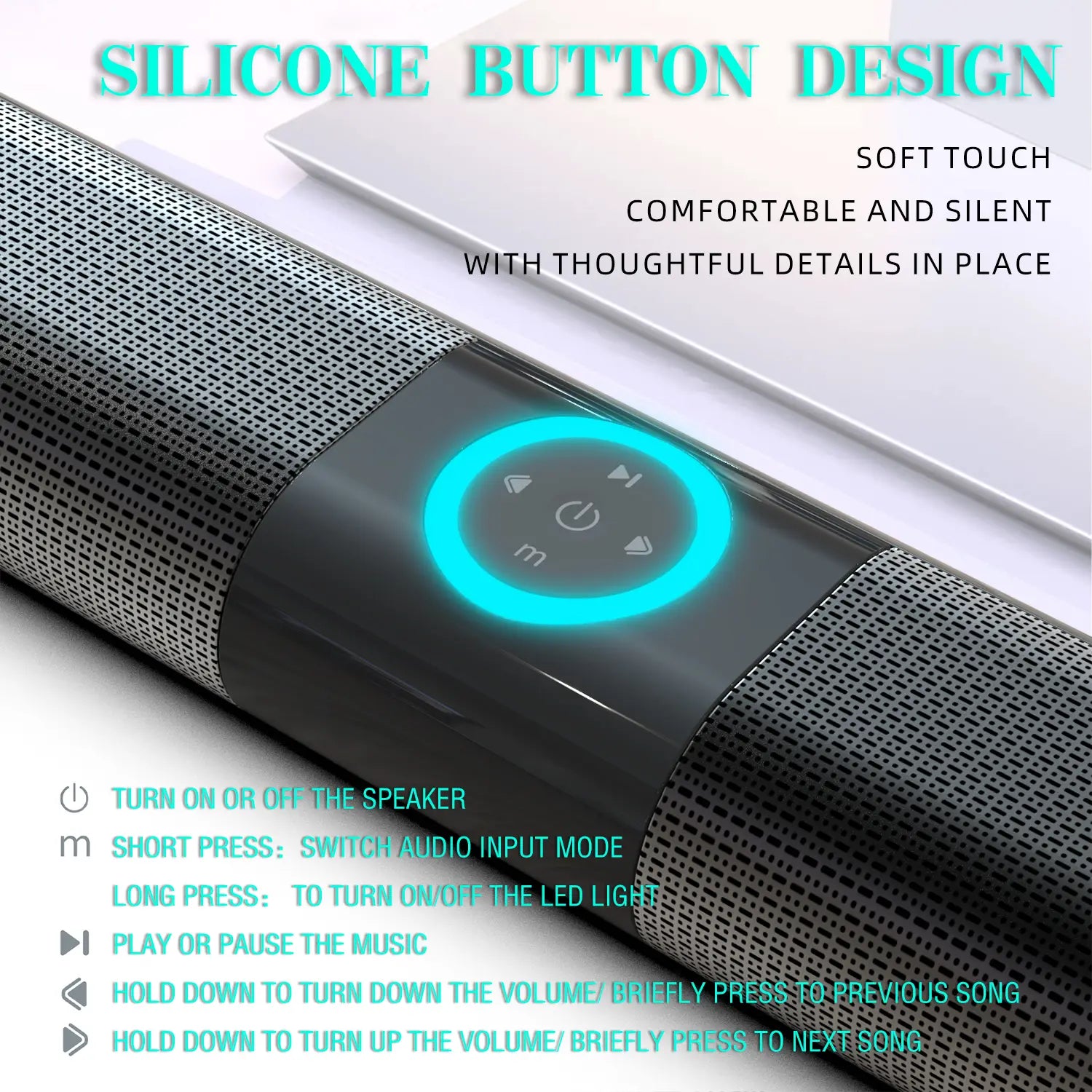 HOMEFISH BS-20 RGB Ambient Light Bluetooth Speaker 6 EQ Sound Effects 4 Speakers Supports TF USB AUX RCA Bluetooth FM