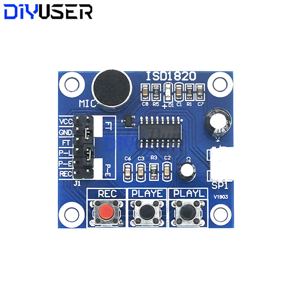 DIYUSER ISD1820 Voice Recording Recorder Module With Mic Sound Audio Loudspeaker