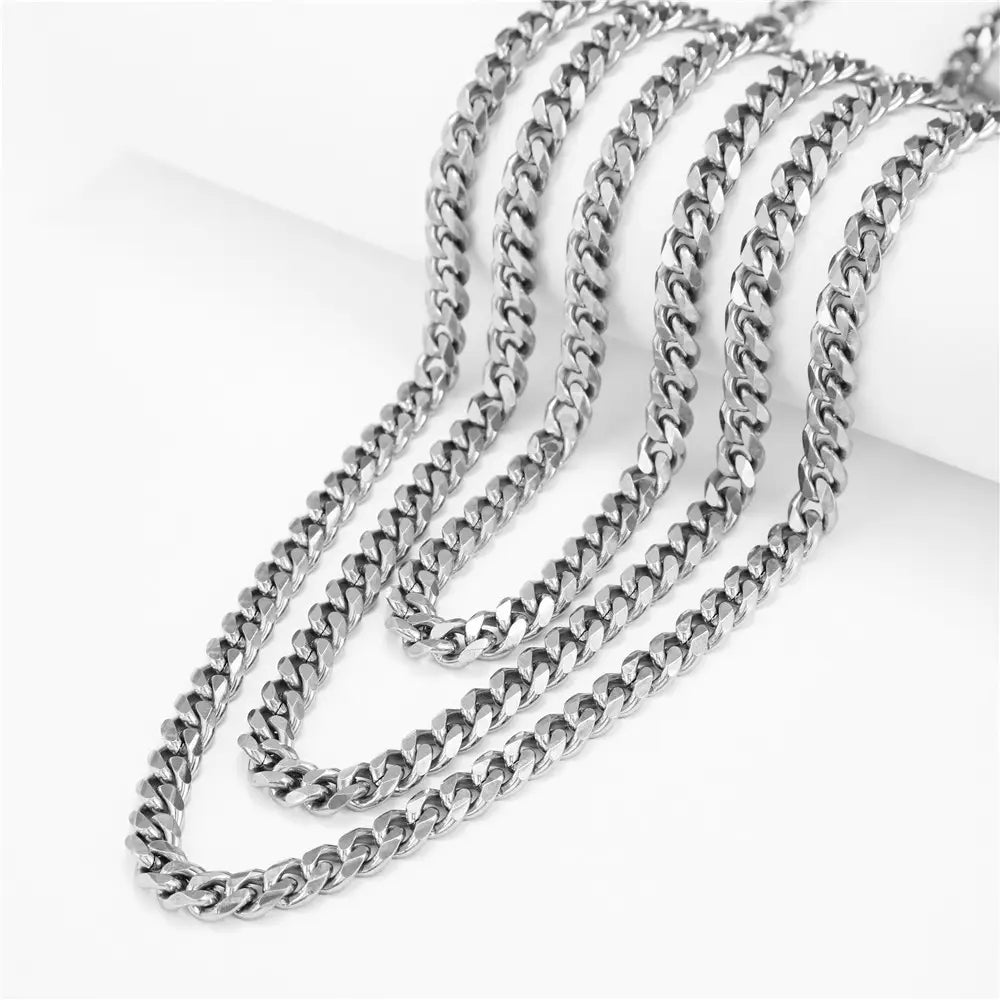 1 PCs Hip Hop Stainless Steel Men And Women With The Same Trend Overbearing Cuban Chain Party Chain Necklace