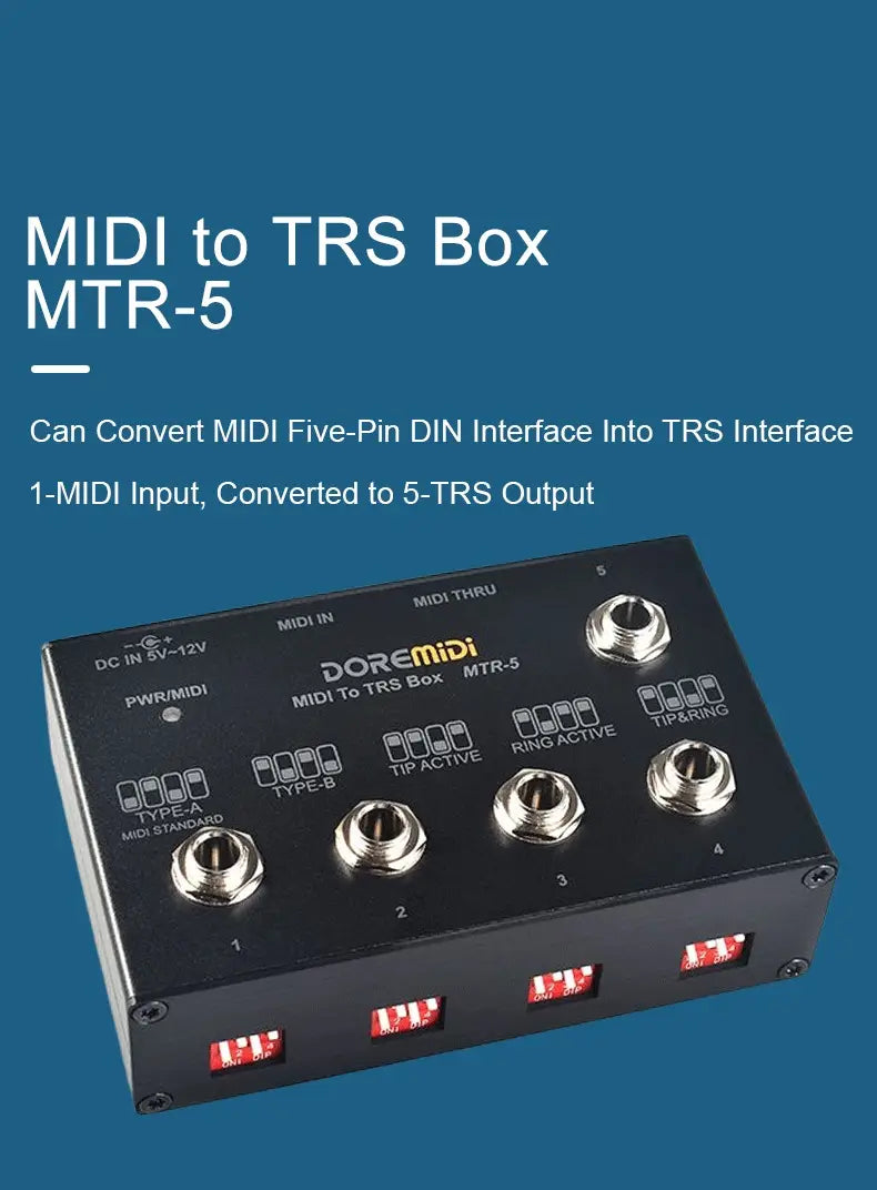 MIDI THRU To TRS Box Is Convert MIDI Five-pin DIN Interface Into TRS Interface Convert One MIDI Input Into Five TRS Outputs