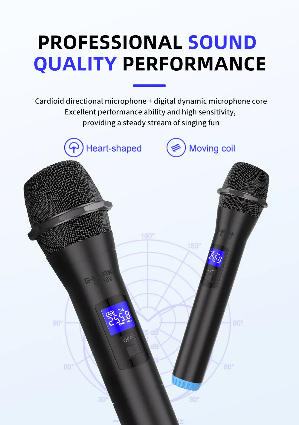 Karaoke Wireless Microphone G-MARK G210V Professional 2 Channels Handheld Mic For Party Meeting Church Show Home