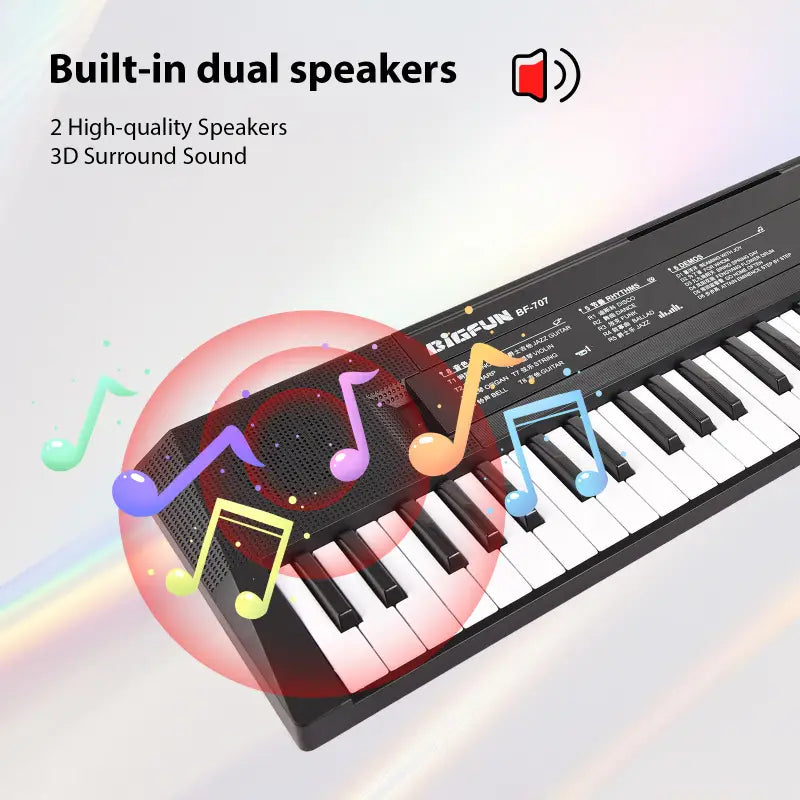 61 Key Mini Electronic Piano 8 Tones Rhythms Microphone Recording Dual Power Portable Keyboard for Beginners Kids
