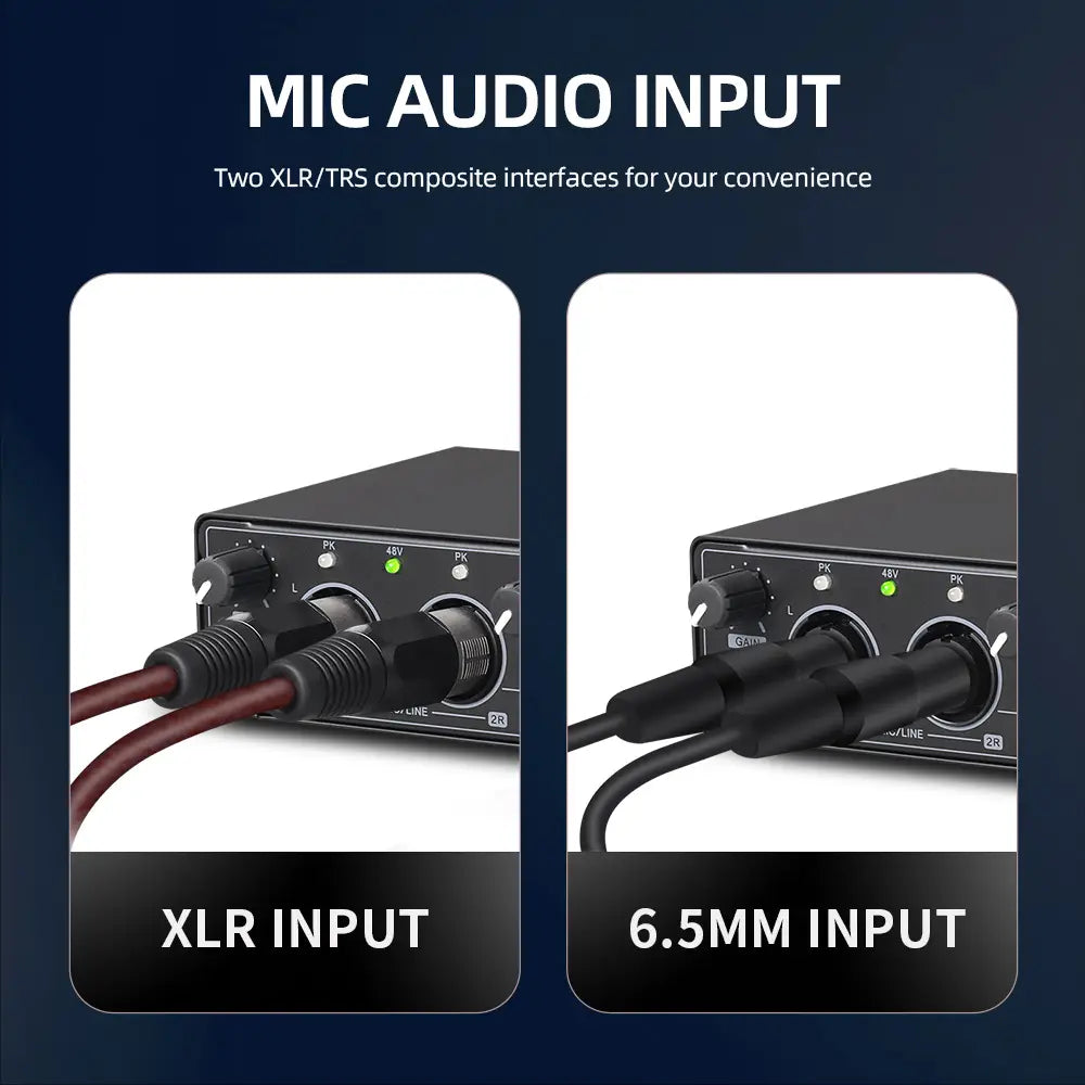MD22 Professional Audio Sound Card Monitor 24-bit/192KHz AD Converter for Electric Guitar Recording Studio Live Streaming
