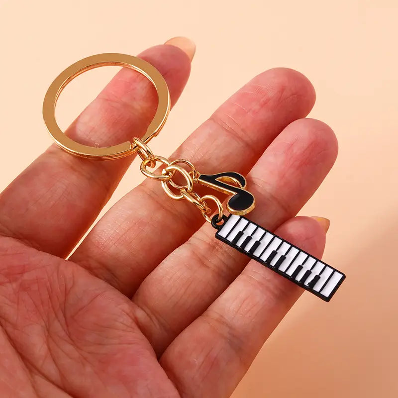 Aihua Alloy Metal Enamel Musical Instrument Piano Music Note Keychains For Women Girls DIY Handbag Pendant Music Keyrings