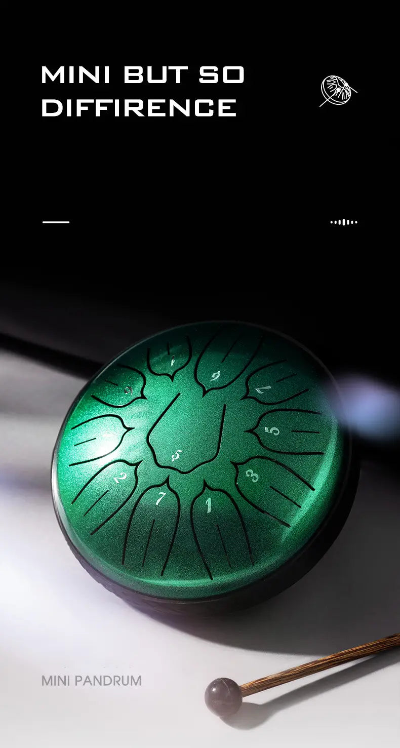 HLURU Glucophone Steel Tongue Drum 6 Inch 11 Notes D Tone Ethereal Drum Music Drum Yoga Meditation Percussion instrument