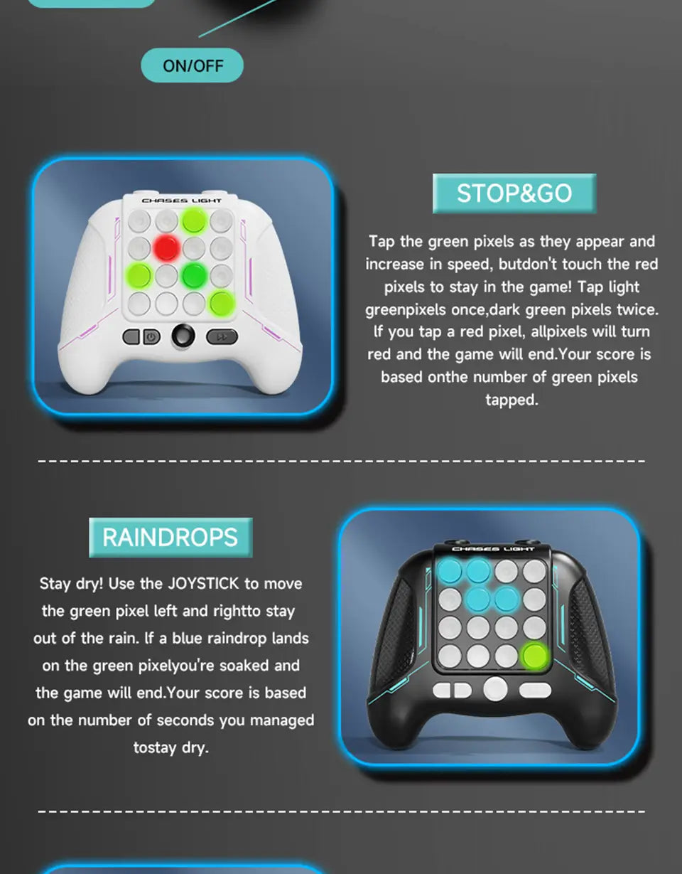 Electronic Pop Light Up Game Handle Toys for Children Adults Fidget Anti Stress Relief Toys Chases Light Game Console Xmas Gifts
