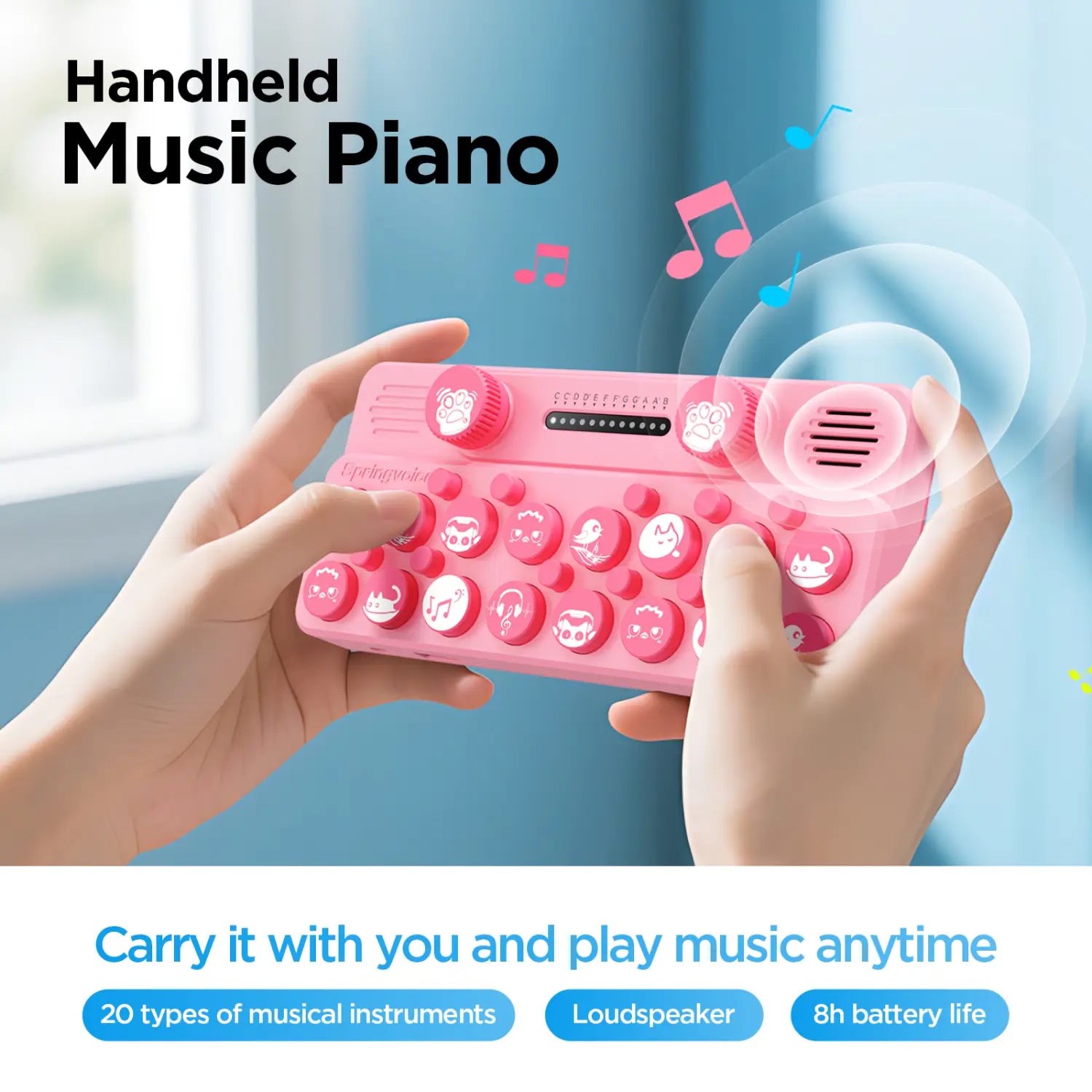 springvideo Pocket Music Keyboard Mini Portable Electronic Piano Intelligent Midi 1600mah Customizable Music Card Midi Piano Toy