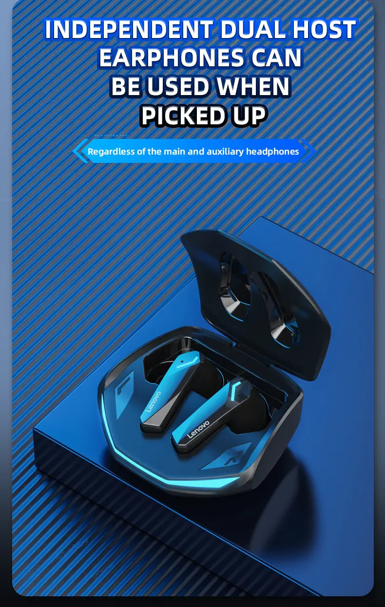 Lenovo GM2 Pro Headphones Wireless Bluetooth 5.3 Earphone Dual Mode HD Call with Mic Gaming Music Headset Waterproof Earbuds
