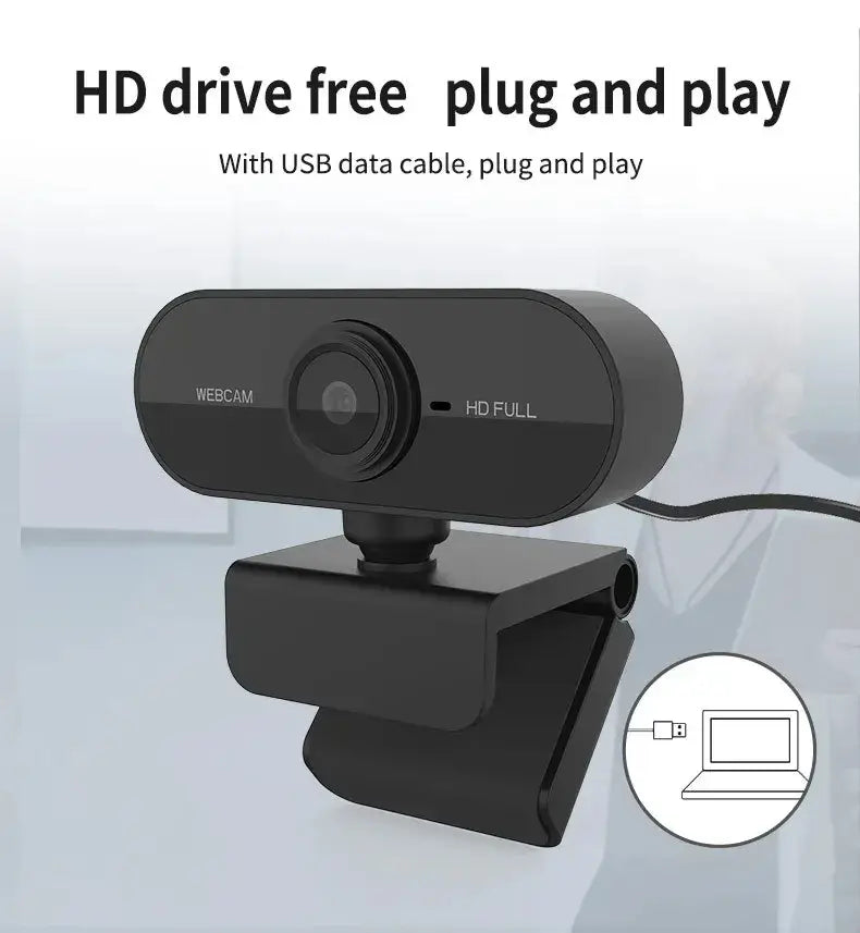 Webcam with Microphone USB Computer Camera for Video Calls Zoom Teams Streaming Plug and Play for PC Mac