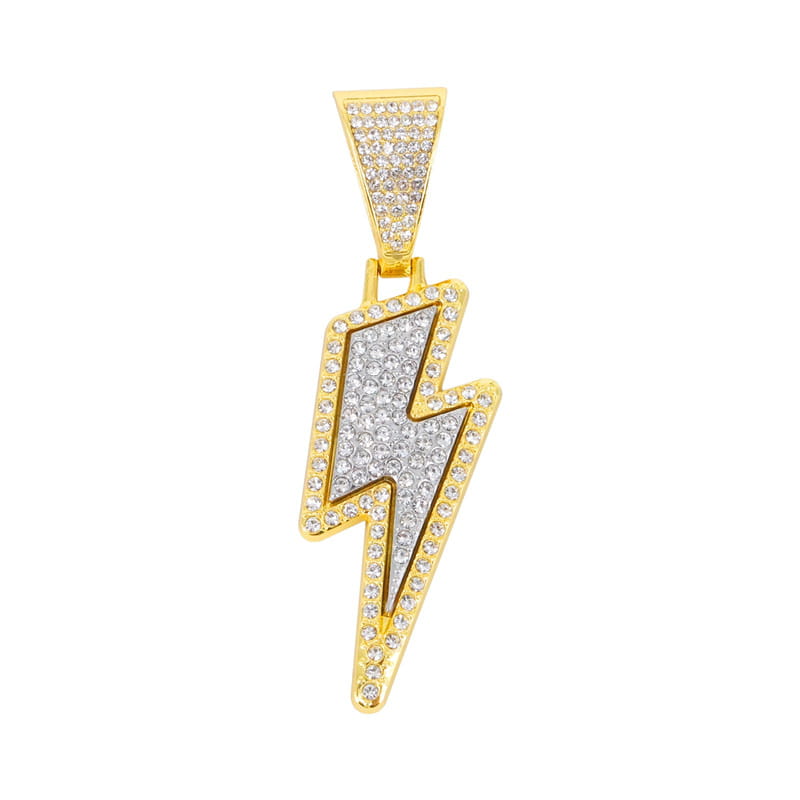 Hip Hop Full Purple Cz Zircon Lightning Pendants Necklace With 20inch Iced Out Miami Cuban Chain Rapper Party Wear Jewelry