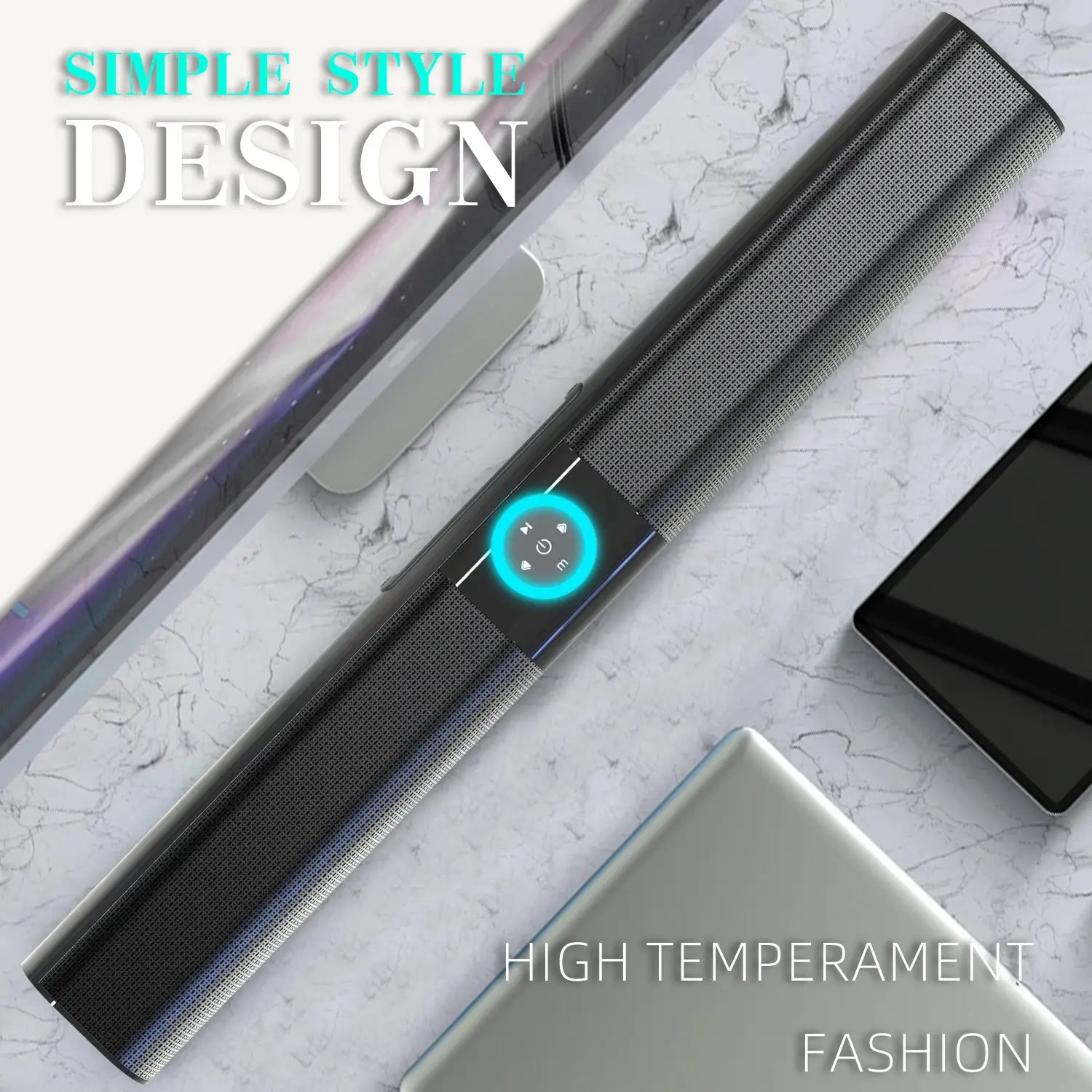 HOMEFISH BS-20 RGB Ambient Light Bluetooth Speaker 6 EQ Sound Effects 4 Speakers Supports TF USB AUX RCA Bluetooth FM