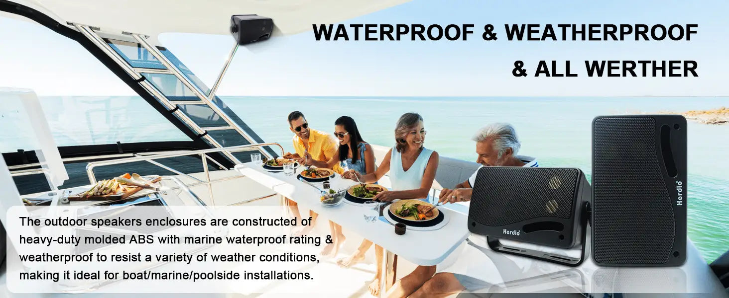 Herdio 3.5‘’ Outdoor Speakers Passive Wired Waterproof 200W 3 Way Premium Mountable Wall Mount Speakers With Superior Sound 2PCS