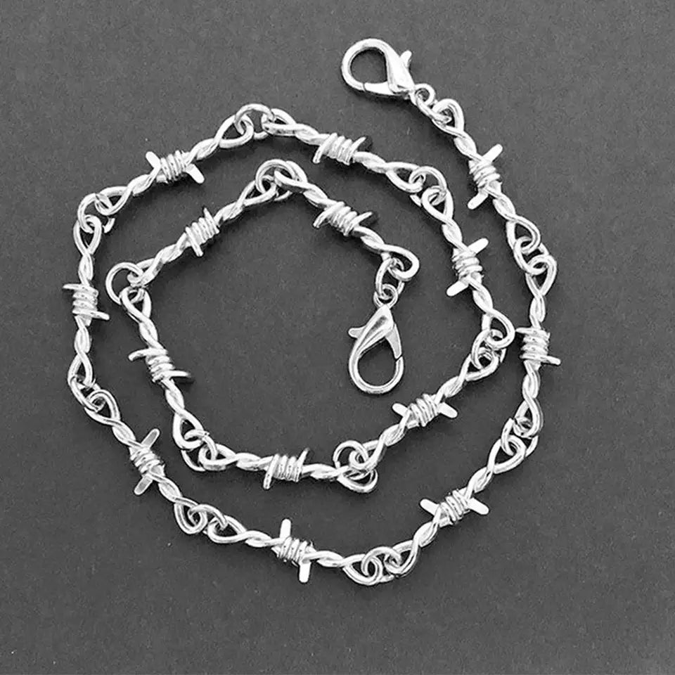 ZAKOL Fashion Iron Unisex Choker Necklace Women Hip-hop Gothic Punk Barbed Wire Little Thorns Chain Choker Jewelry Gifts