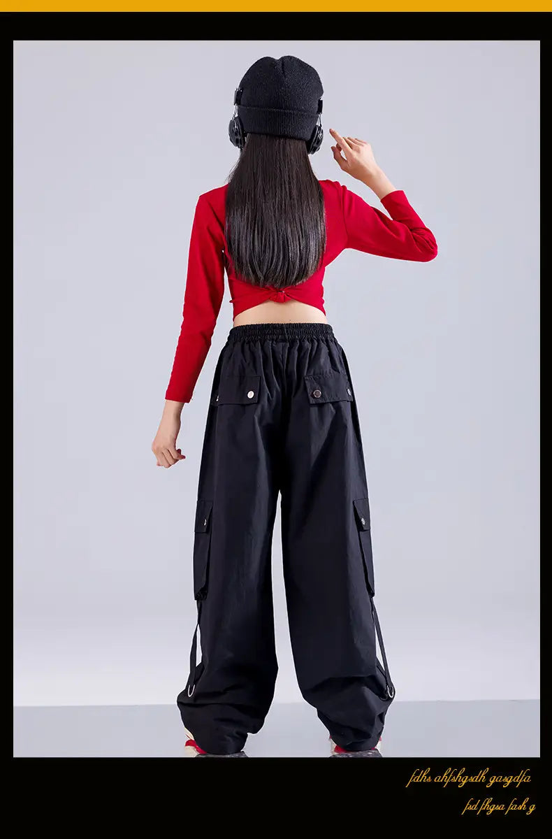 Hip Hop Girls K-pop Fashion Crop Top Street Dance Cargo Pants Plaid Skirts Kids Streetwear Children Jazz Girl Group Clothes Sets