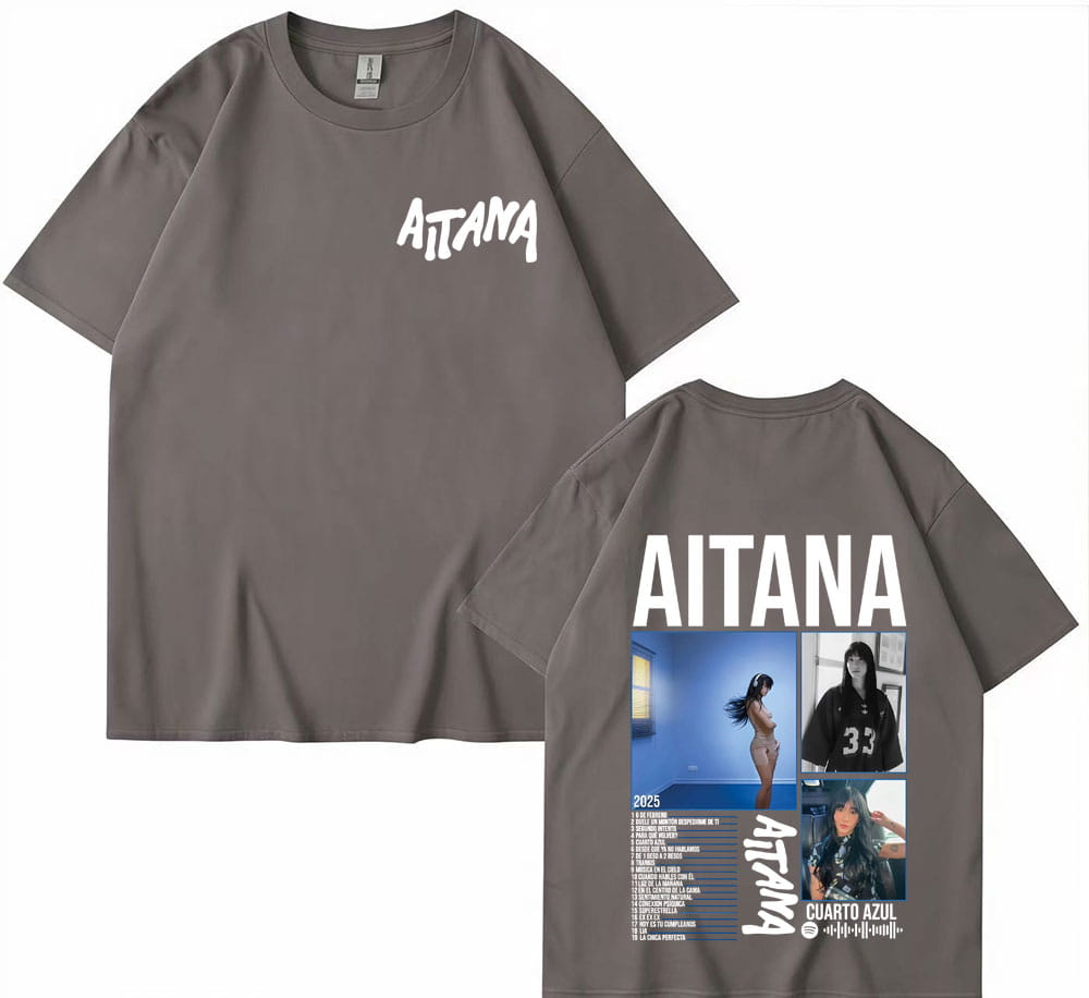 Singer Aitana Cuarto Azul Tour Graphics T Shirts Men Women Harajuku Fashion Aesthetic Short Sleeve T-shirt 100% Cotton Tee Shirt