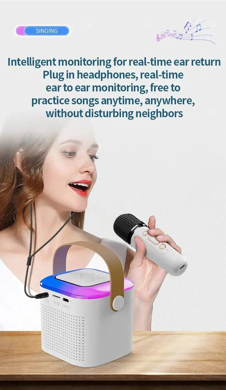 Karaoke Wireless Portable Bluetooth Speaker With Microphone Machine Mini Lamp Sound Box Music Small Caixa De Som Bocina Column