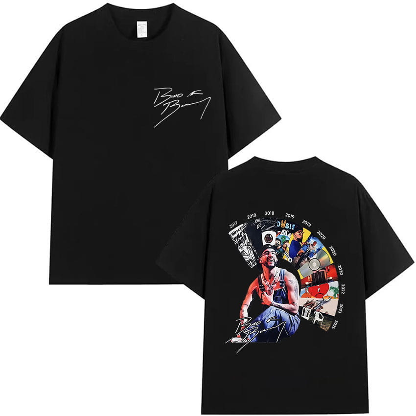 Rapper Bad Bunny Tour 2026 Album Merch T Shirts Debi Tirar Mas Fotos DTMF Graphics T-shirts Unisex Hip Hop Oversized Cotton Tees