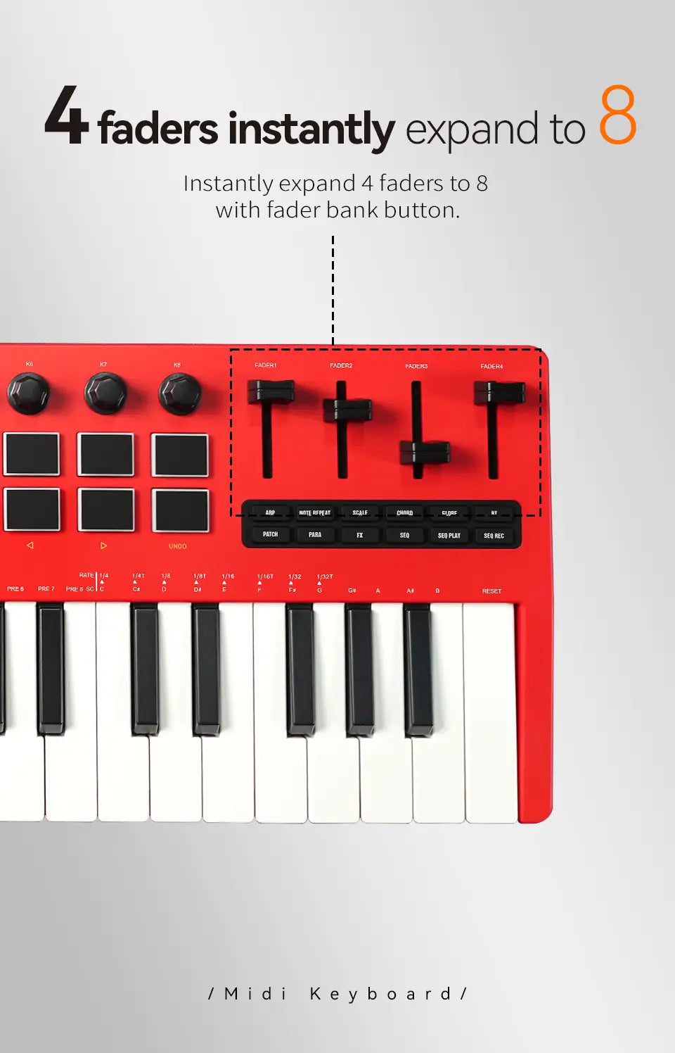 M-VAVE SMK-37 PRO Keyboard MIDI Controller 37 Key 16 RGB Pads&8 Knobs Supports Wireless Connection Systems Software Operation