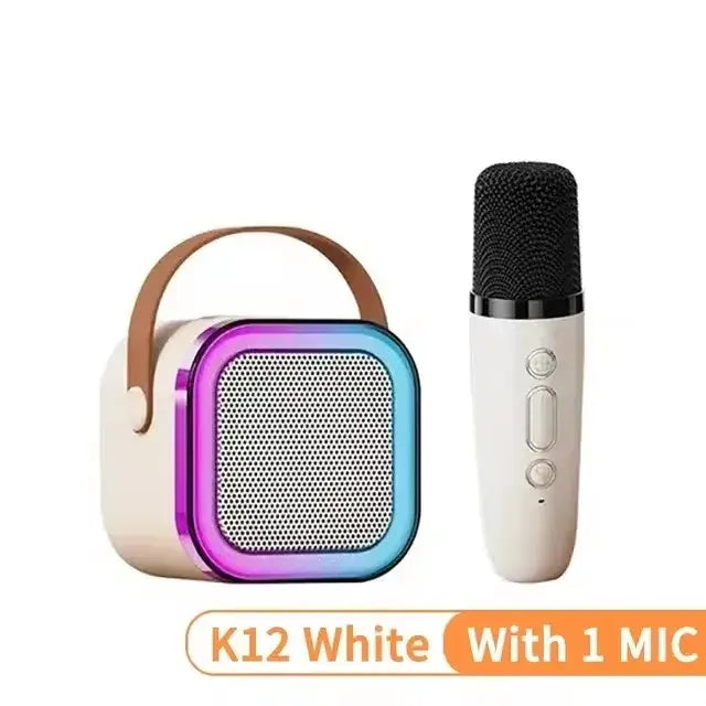 New K12 Karaoke Machine Portable Bluetooth Speaker With 1-2 Wireless Microphones HiFi Family Singing Loudspeaker Children’s Gift