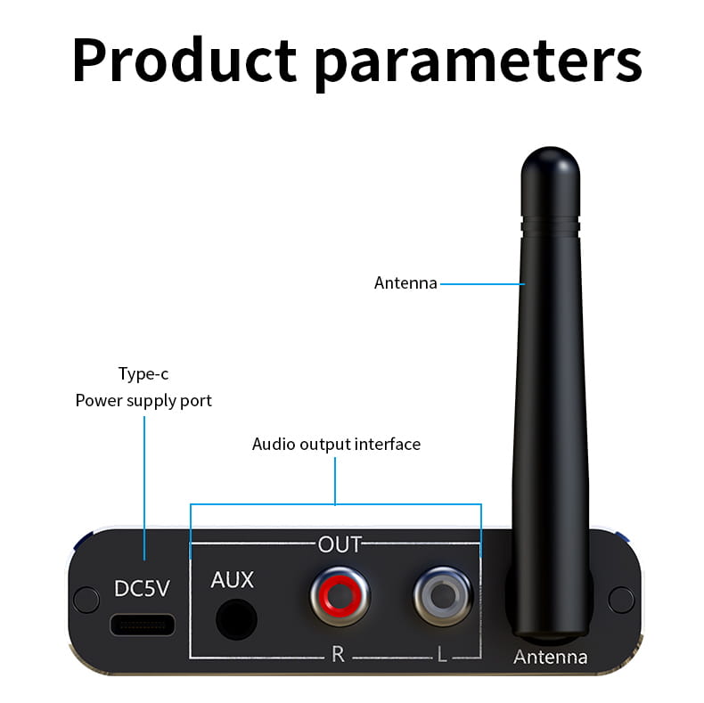 2 IN 1 Bluetooth 5.4 Audio Transmitter Receiver 3.5MM AUX RCA USB U-Disk HIFI Stereo Music Wireless Adapter DSP Decoding