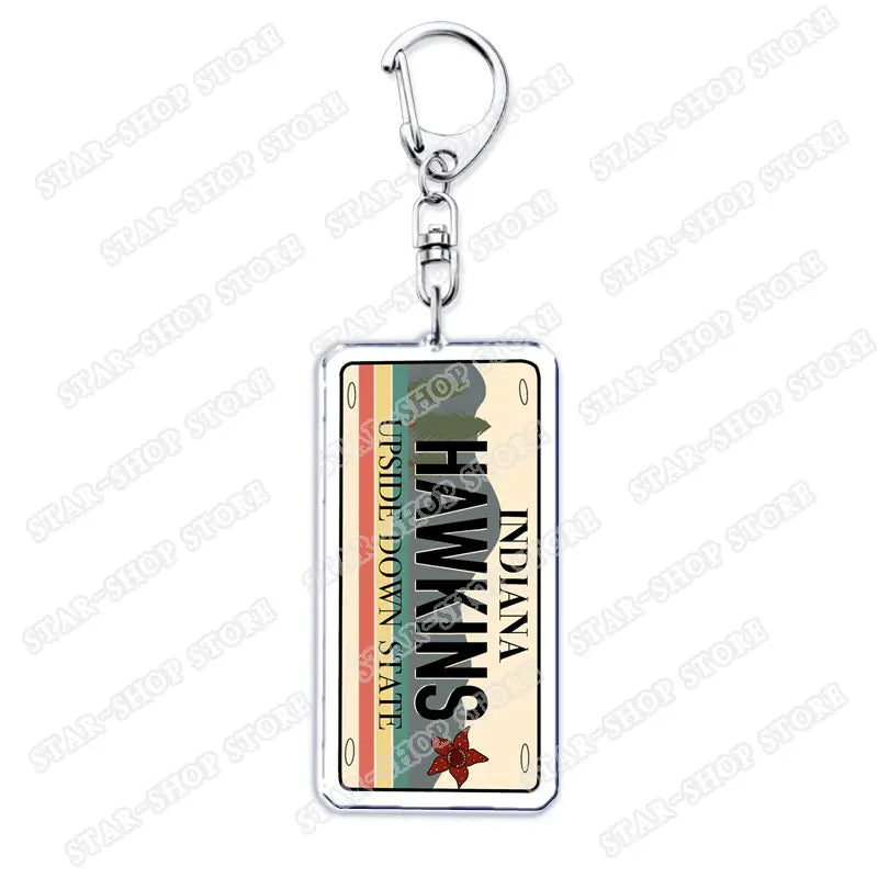 Hot TV Show Elements Keychain Accessories Bag Stuck in The Upside Down Will Byers Eleven Mike Jim Keyrings Jewelry Fans Gifts
