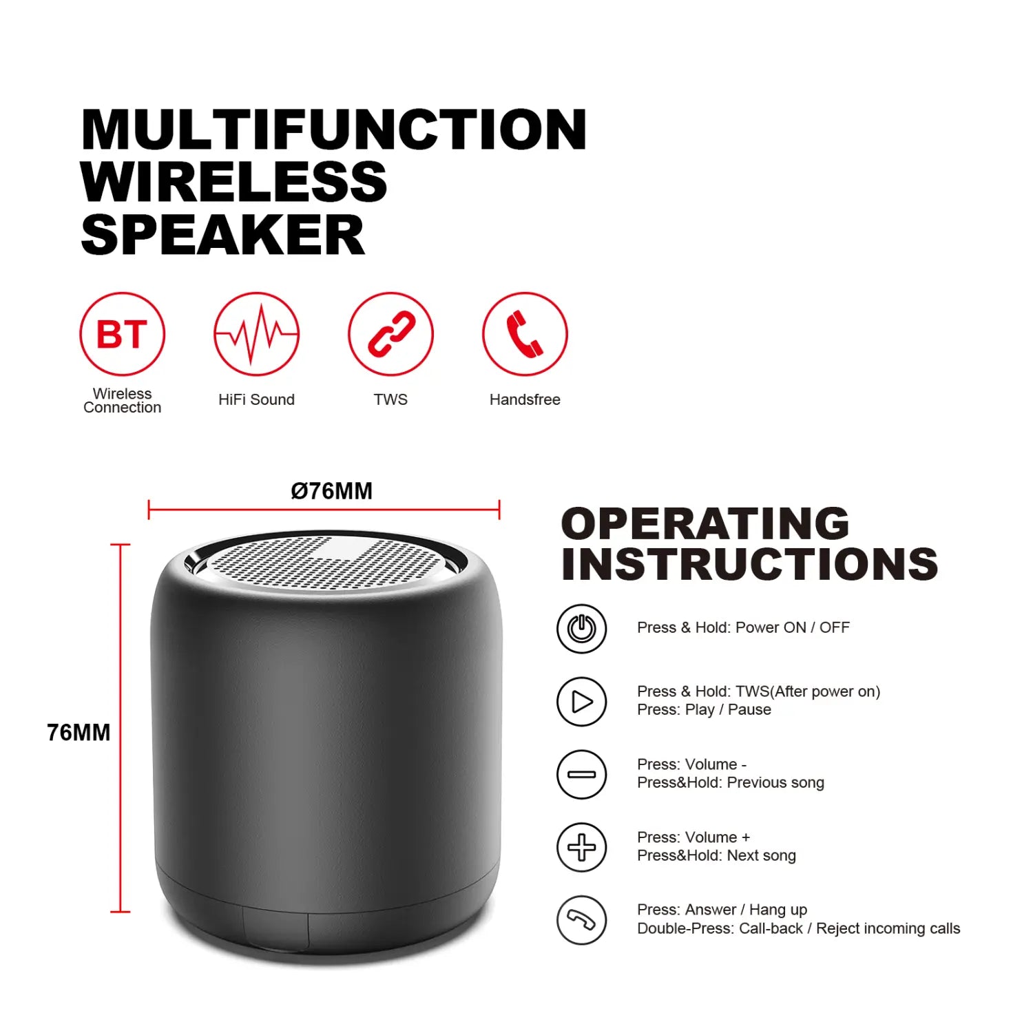 New 2025 Wireless Music Player Outdoor Camping Bluetooth Audio TWS Mini Subwoofer Portable Speaker Home Decor Gift IPX4
